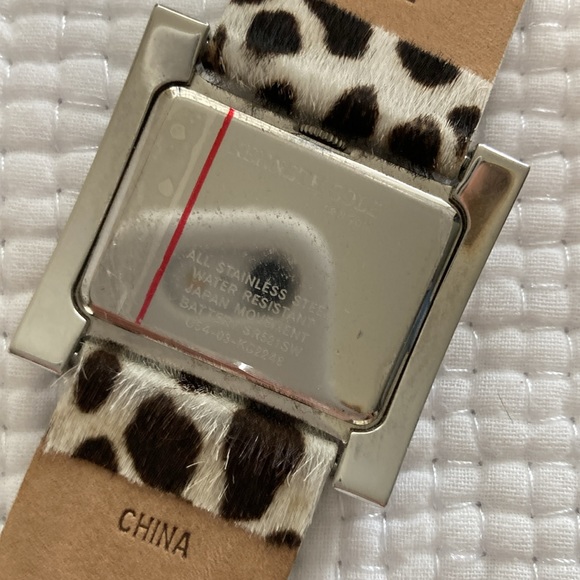 Kenneth Cole NY square face watch with genuine leather pony hair strap - Picture 6 of 9